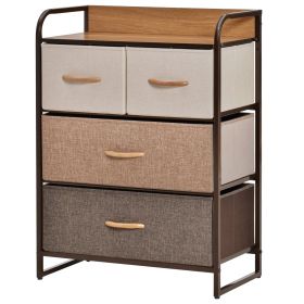 HOMCOM 4-Bin Dresser Storage Tower Cabinet Organizer Unit, Chest Dresser Drawers with Metal Frame for Bedroom, Multicoloured