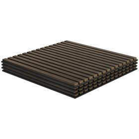 HOMCOM Acoustic Panels 4-Pack, 24"x24" Brown Wood Panels, Sound Absorbing, Slat Wall for Wall Decor