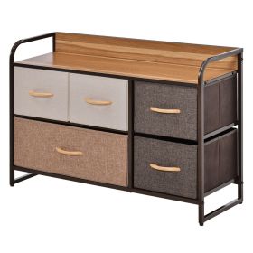 HOMCOM 5-Bin Dresser Storage Tower Cabinet Organizer Unit, Chest Dresser Drawers with Metal Frame for Bedroom, Multicoloured