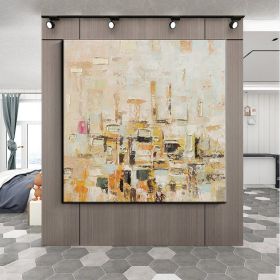 Handmade Oil Painting Color Block Gold Leaf Living Room Decoration Painting Abstract Painting Home Hanging Painting Wall Art (Style: 01, size: 100x100cm)
